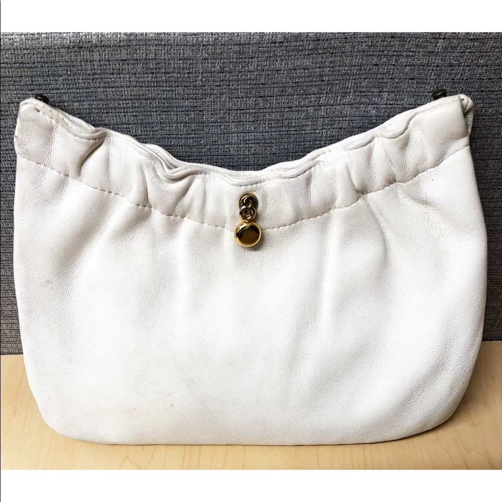 Vintage Leather Clutch with Gold bead